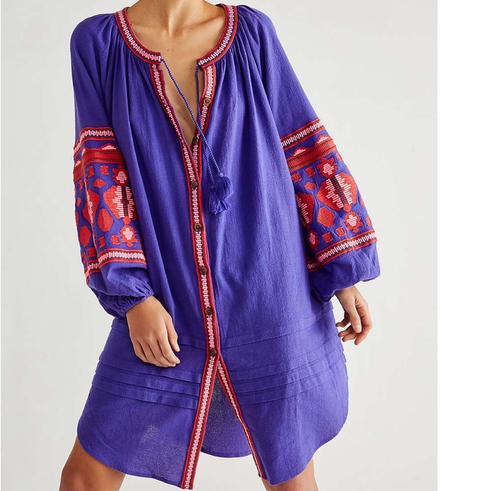 Free People Cream Embroidered Tunic Top - Picture 4 of 9